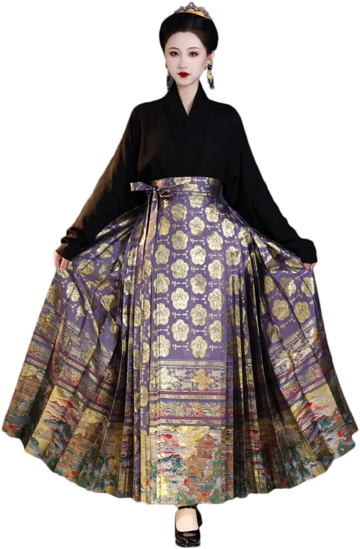 Horse-Faced Skirt Ming Dynasty Hanfu Horse-Faced Skirt Fairy Long Skirt Summer 4.5 Meter Skirt