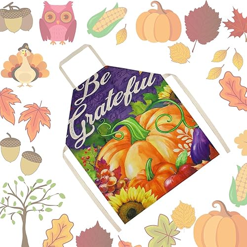 Miniatura 2 de Delantal de cocina de Acción de Gracias, delantal de cocina para hombres y mujeres, delantal de cocina de otoño, delantal de calabaza y pavo