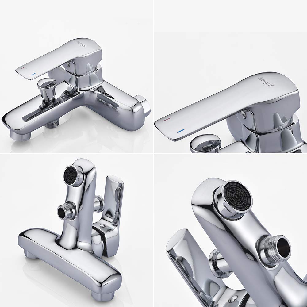Ibergrif M13025-Nimes, Conjunto de Grifo para Bañera, Mezclador de Baño-Ducha Monomando para Instalación en Pared, Cromo
