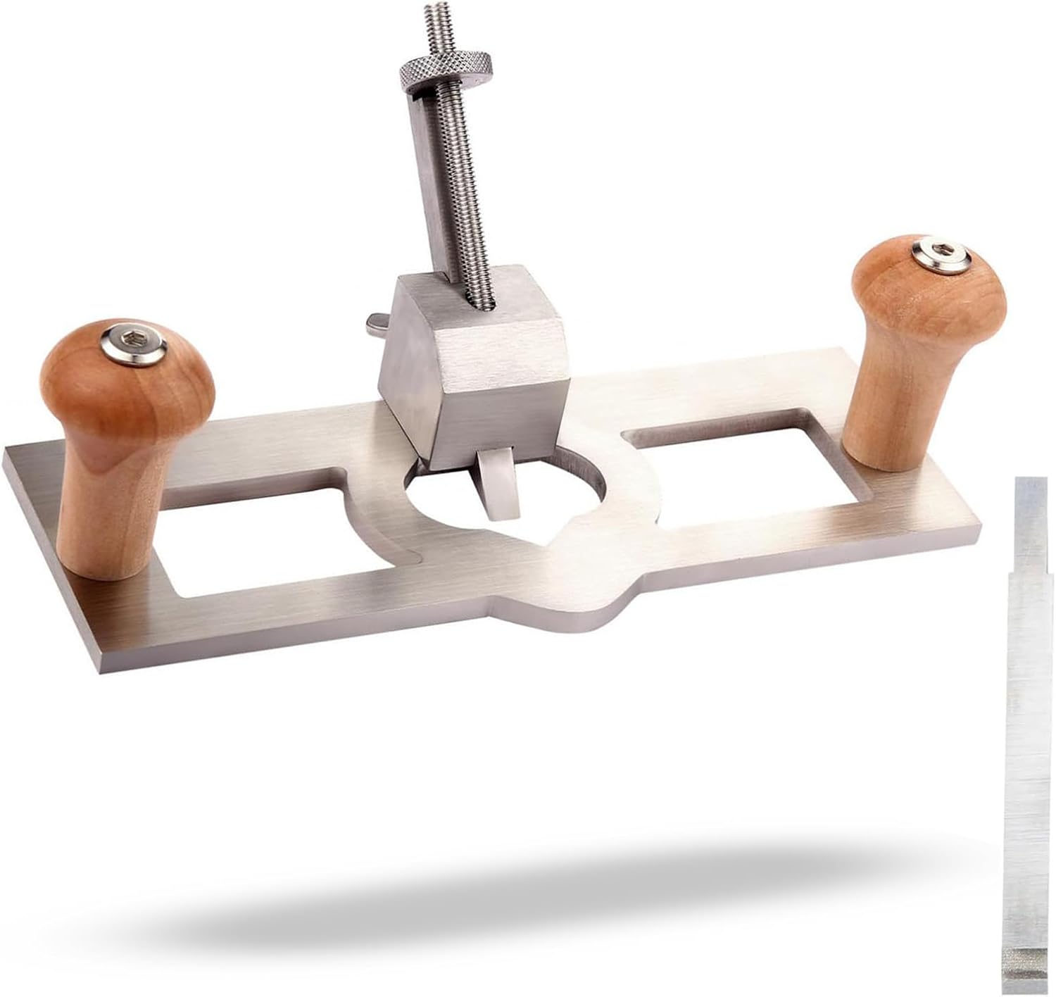 Adjustable Stainless Steel Router Plane, Depth-Stop Woodworking Hand Tool with Comfortable Wooden Handle, Compact Design for Carpenters, 6mm Blade
