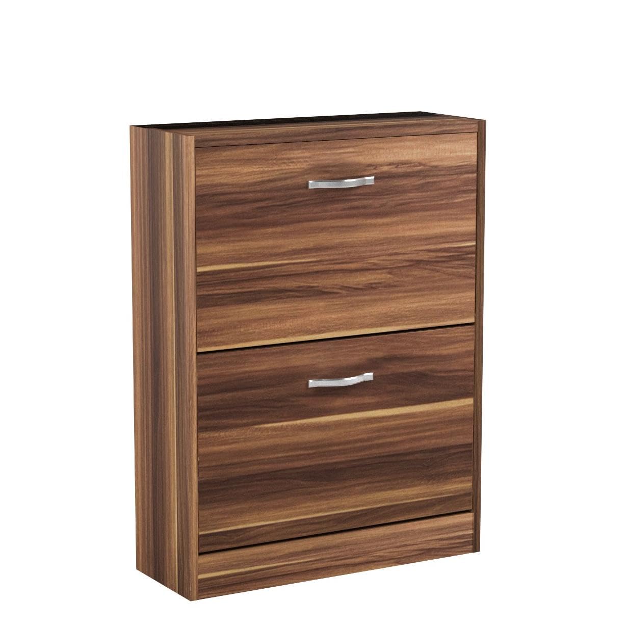 Home Discount 2 Schublade Schrank Schuhschrank Schuhregal Organizer Pull Down Holz Flur Möbel Einheit, Walnuss, Beige