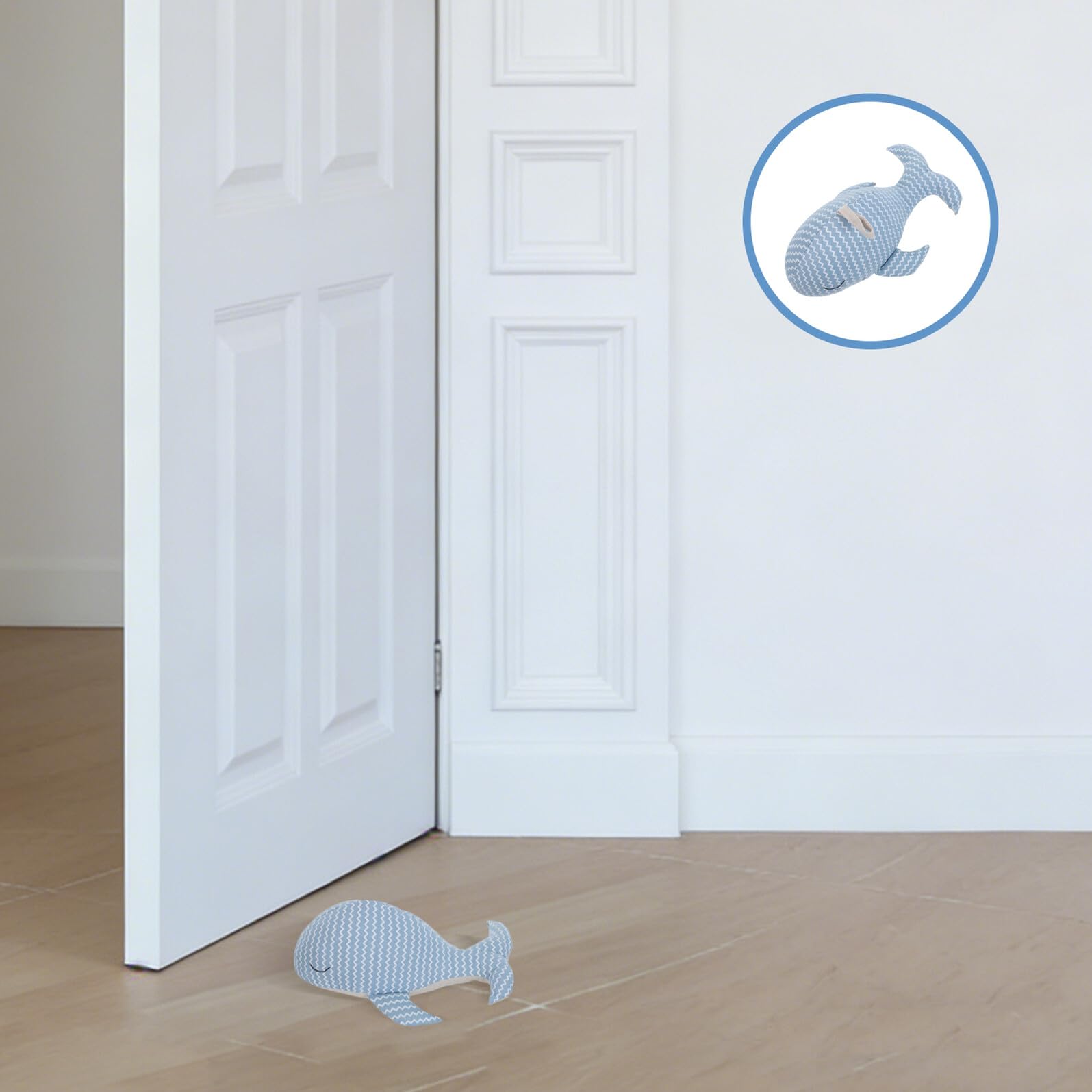 Veemoon Tope de Puerta de Tela Anticolisión Forma de Ballena de Dibujos Animados, Pequeño Tope Decorativo Azul Oscuro para Interior, Resistente al Viento, Accesorio Funcional para Hogar