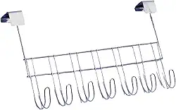 Organizador Suporte Cabide de Porta com 7 Ganchos Aço Cromado para Bolsas e Casacos Sem Furo