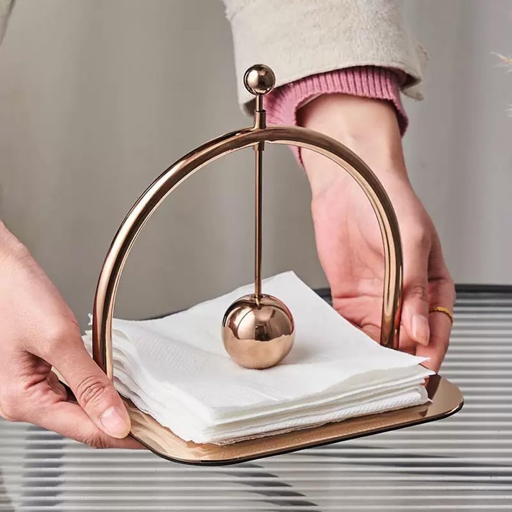 Uchwyt na serwetki z metalowym ramieniem do stołu kuchennego i jadalnego(Rose gold)