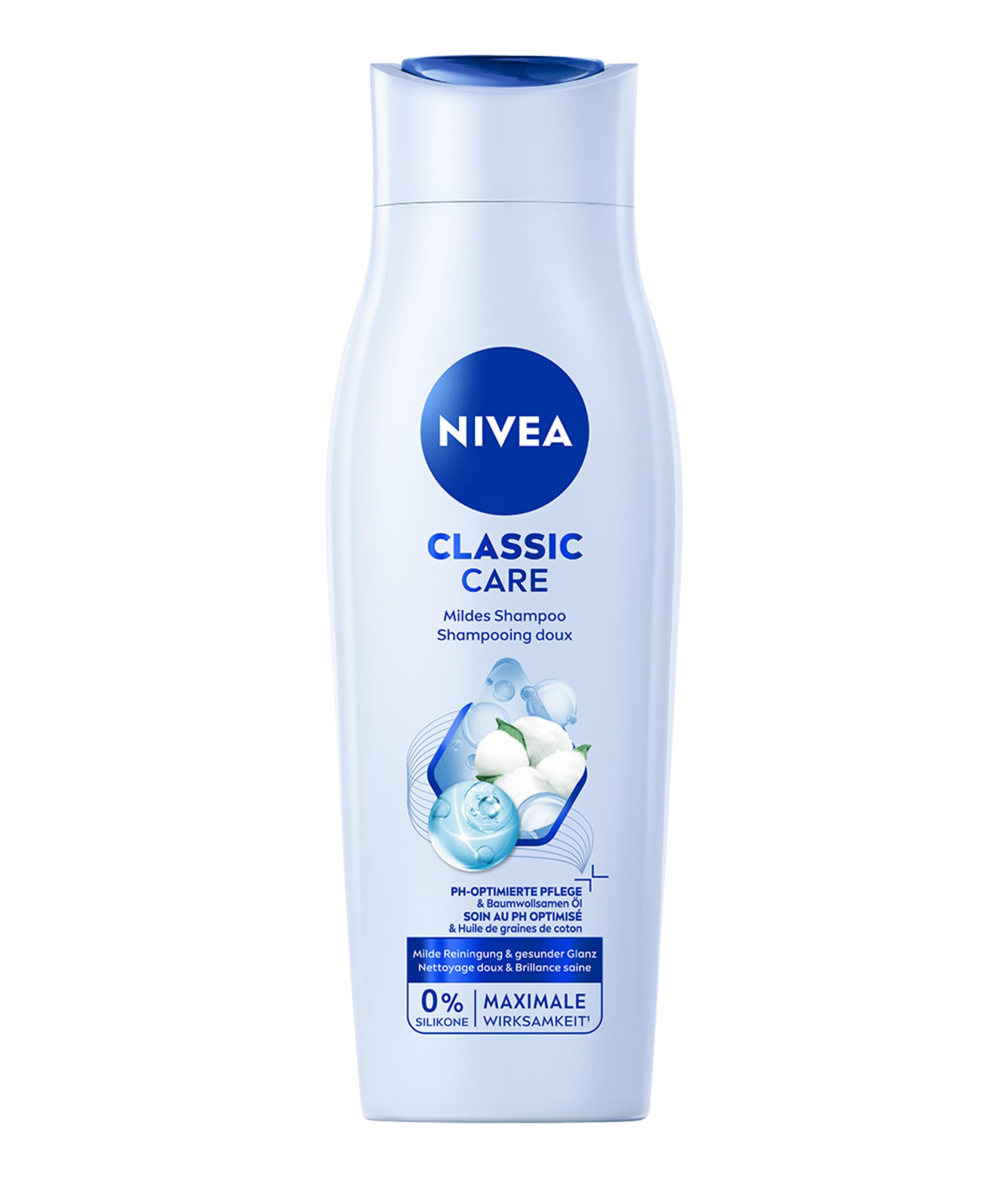 NIVEA Classic Care Haarshampoo – mit Baumwollsamen-Öl, 250 ml