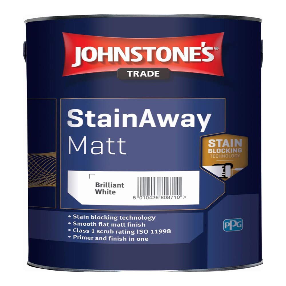 Johnstones Stainaway Matt Emulsion Paint 2.5L Brilliant White 5010426808697