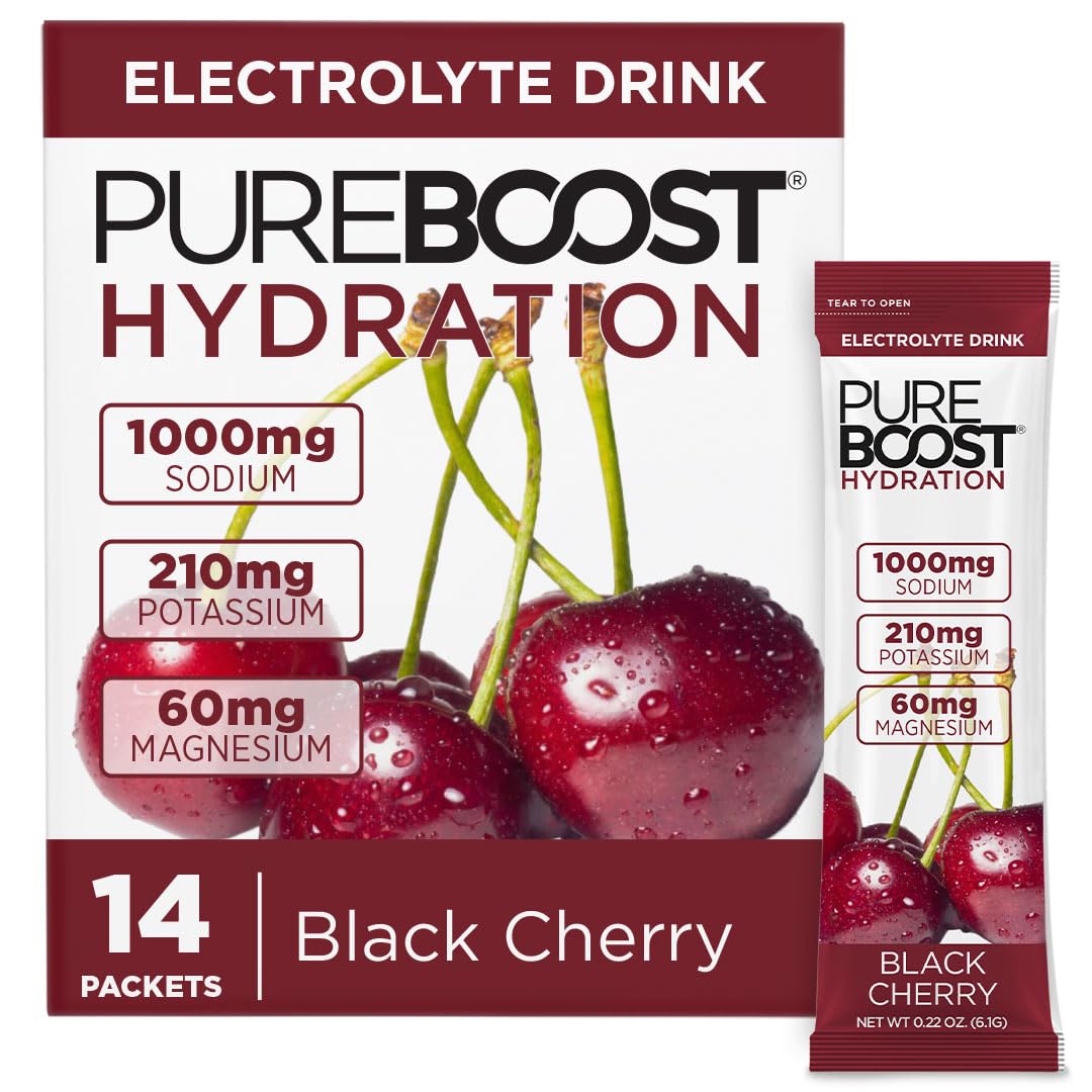 Pureboost Sugar-Free Electrolyte Hydration Packets, Black Cherry 14ct