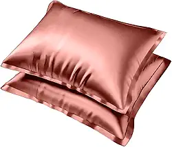 Kit 2 Fronhas Cetim Anti-frizz Seda Alto Brilho Par Cama Suave (Rosa)