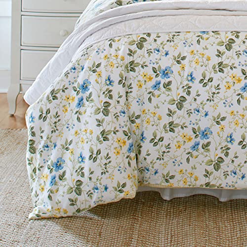 Laura Ashley Home - King Duvet Cover Set, Cotton Sateen Reversible Bedding with Matching Shams, All Season Home Decor (Meadow Floral Blue, King) by Laura Ashley - Used condition - Image 7