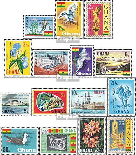 Prophila Collection Ghana Michel.-No..: 367-381 (Completa Edizione) 1969 Costituzione (Francobolli per i Collezionisti) Uccelli