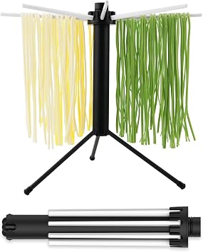 KITCHENDAO Collapsible Pasta Drying Rack, Plastic Foldable Homemade Fresh Spaghetti Noodle Tree Stand Hanger for Kitchen, Detachable for Easy Cleaning, Rotatable Arms, Hold up to 5lbs