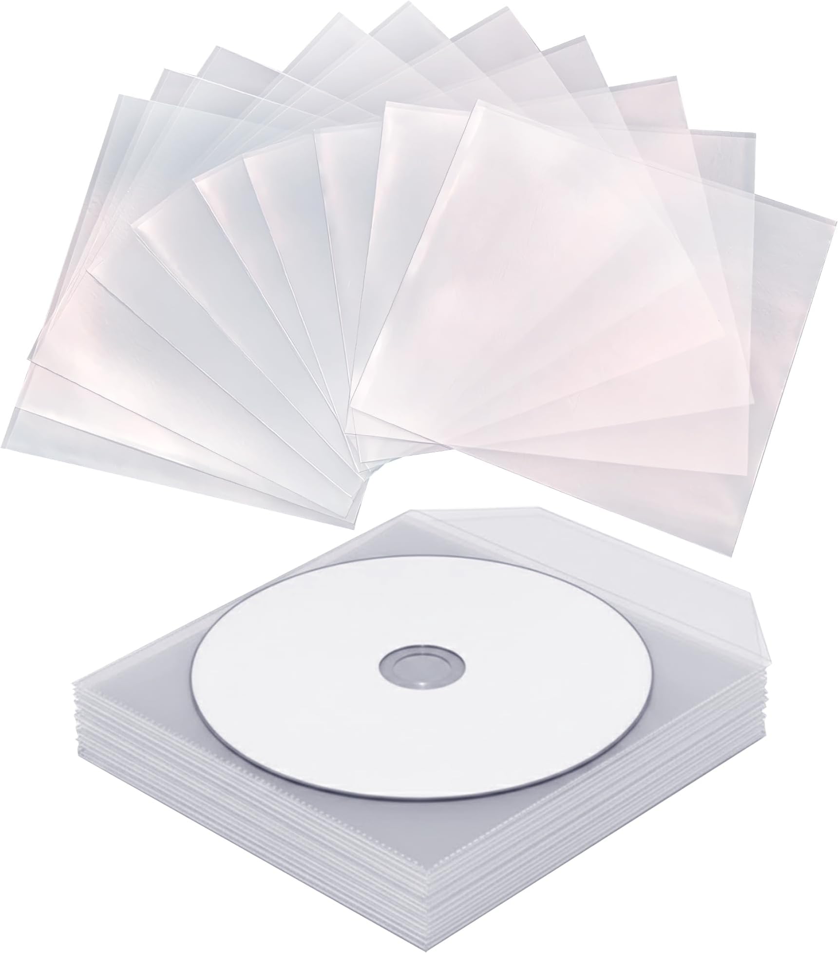 CD Sleeves (100 pcs.) - Plastic Envelope for CD/DVD Storage