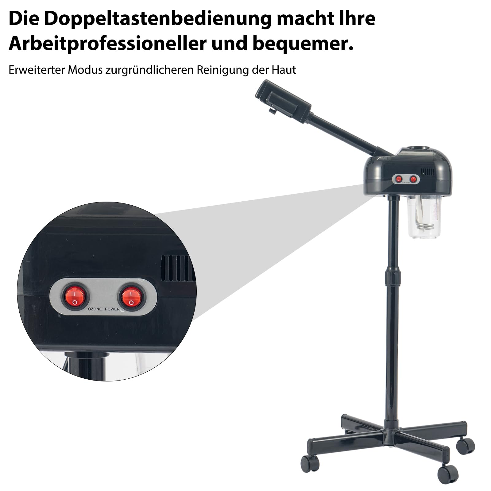 Youyijia Vertikaler Gesichtsdampfer Gesichtssauna Porenreiniger Dampf Spa Maschine Luftbefeuchter Schönheit Heiße und Kalte Dampfgerät Feuchtigkeitsspendende Schönheit Maschine Weiss (Schwarz)