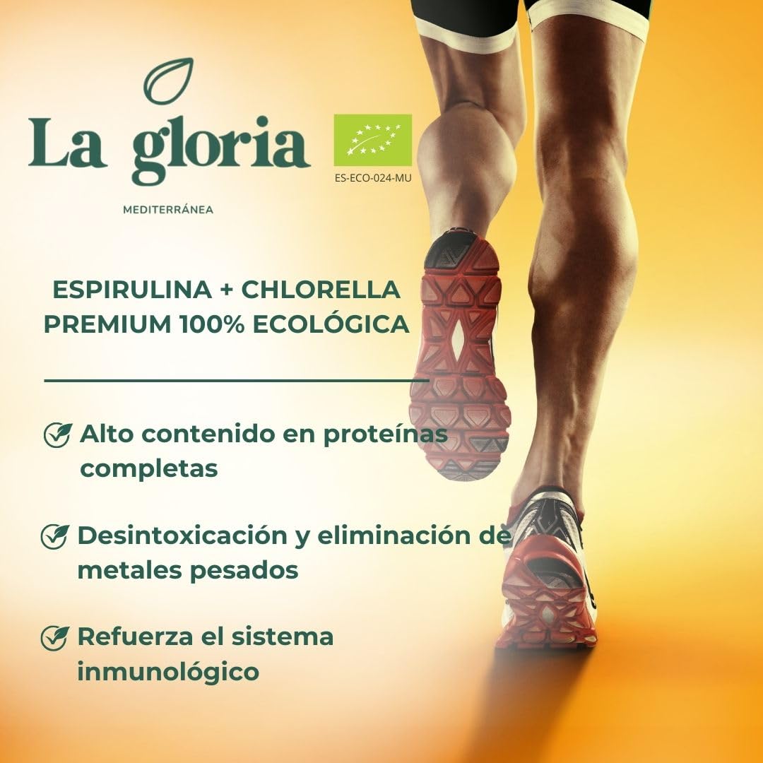 Espirulina y Chlorella Bio 900 Comprimidos | 225 días | Microalgas Ecológicas Detox, Proteína Vegetal Natural, Suplemento Vegano Energizante – La Gloria Mediterránea