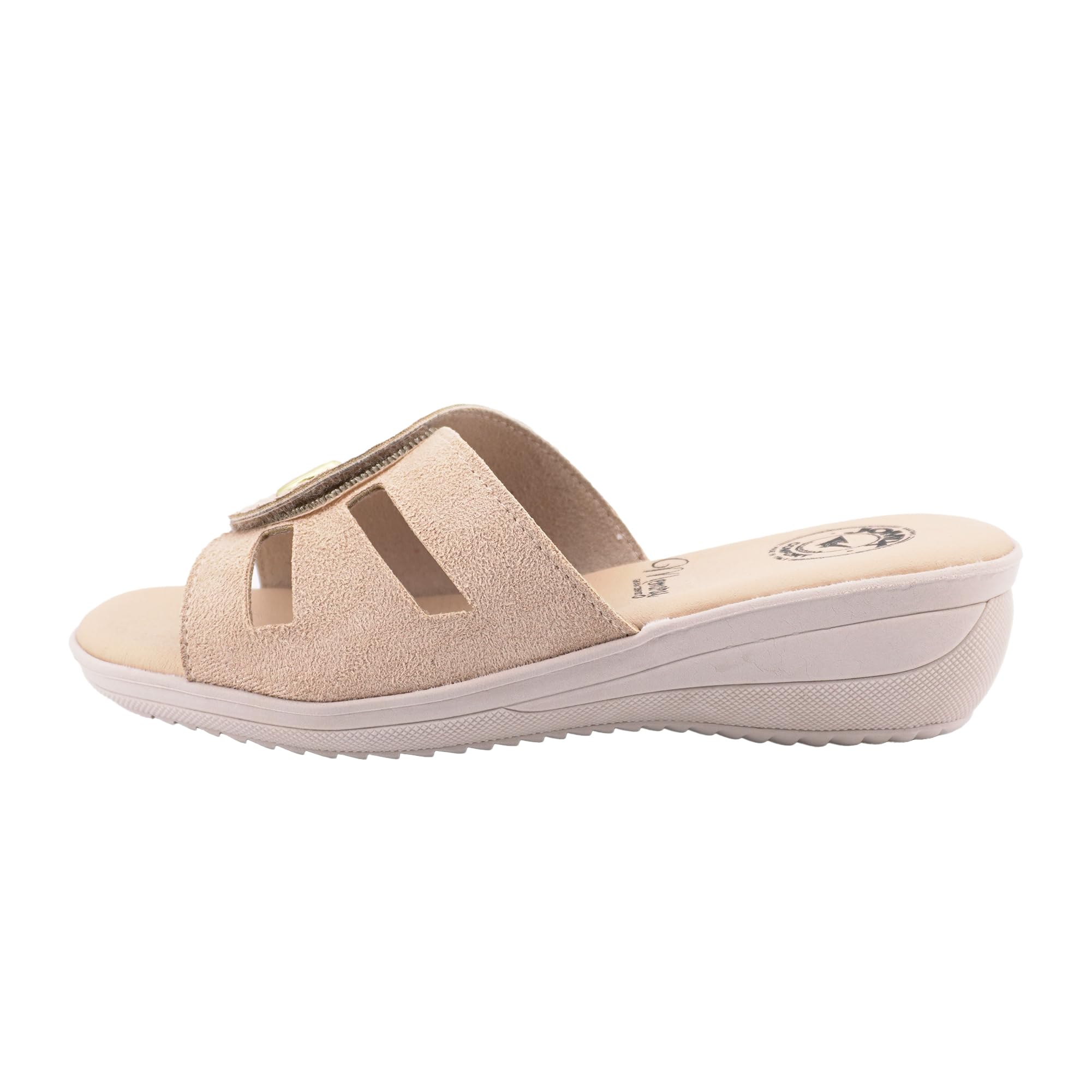 JOMIX Ciabatte da Donna con Zeppa e Strappo Regolabile Sandali Slides in Pelle Sintetica Scarpe Casuali Antiscivolo per Primavera Estate Prodotte in Italia ITD2602