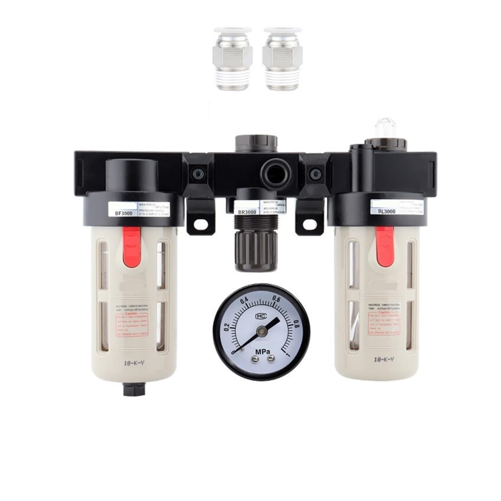Séparateur Huile-Eau, Drainage Automatique BC3000A, avec Connecteur 6/8/10/12mm, Régulateur De Pression for L'air(8MM)