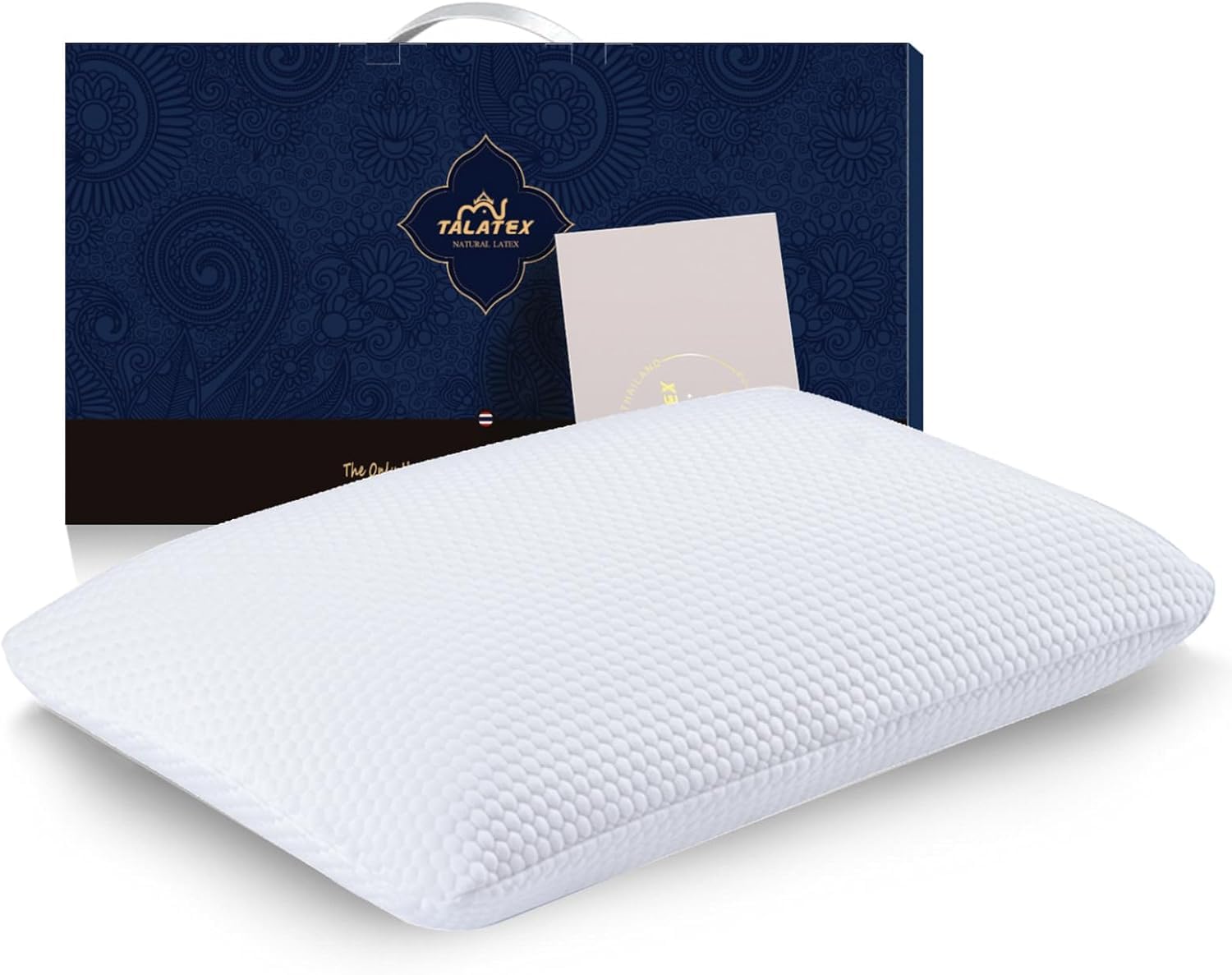 Talatex Super Comfort Back And Side Sleepers Pillow, Natural Latex Helps Relief Neck And Shoulder Pain, With Removable Pillowcase & Breathable Ventilated Design (Firm, King(83×40cm))