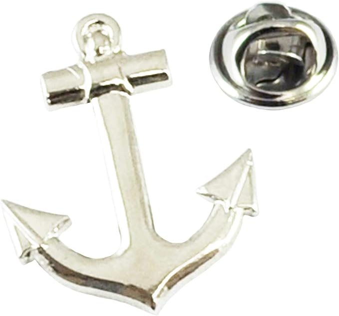 Nautical Anchor Ship Yacht Sailors Silver Lapel Pin Badge Amazon.co