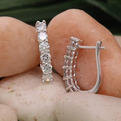 Miniatura 8 de Dazzlingrock Collection - Pendientes de aro redondos de diamantes blancos de 0,85 quilates (0,85 quilates (ctw), disponibles en metal oro de 10 K14 K