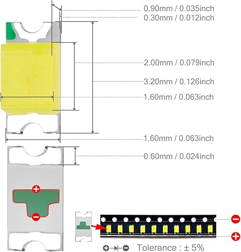 Miniatura 3 de CHANZON 100 unids SMD 1206 (0.126 in x 0.063 in) blanco LED diodo luces 3 V 20 mA iluminación bombilla lámparas componentes electrónicos indicador