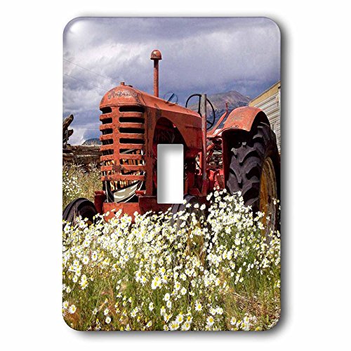 Tracteur vintage interrupteur à bascule décoratif fleurs sauvages multicolore
