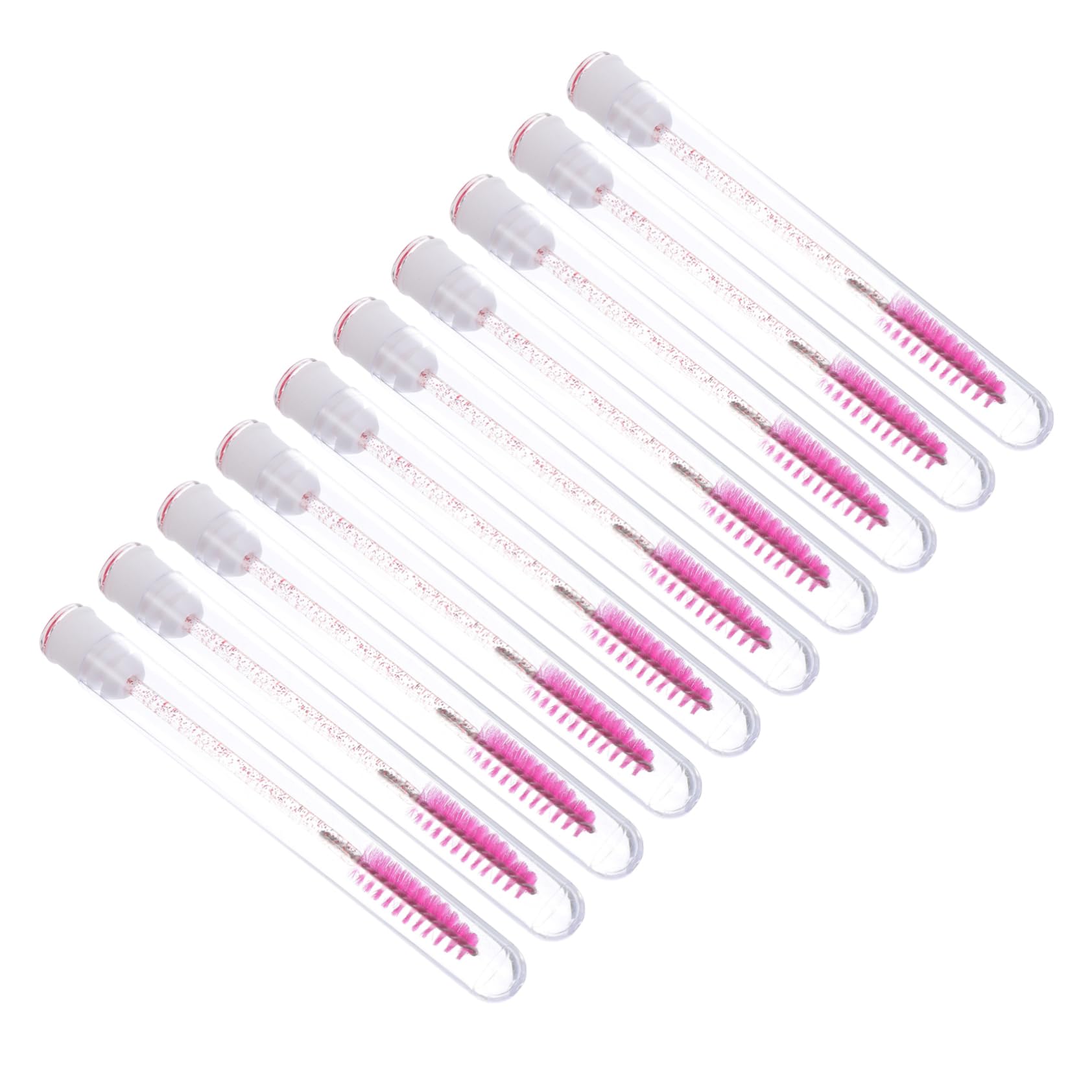 PartyKindom 10Pcs Eyelash Wand with Tubes Portable Makeup Brush Wands for Eyebrow Eyelash Separation for Travel Beginners and Daily Use