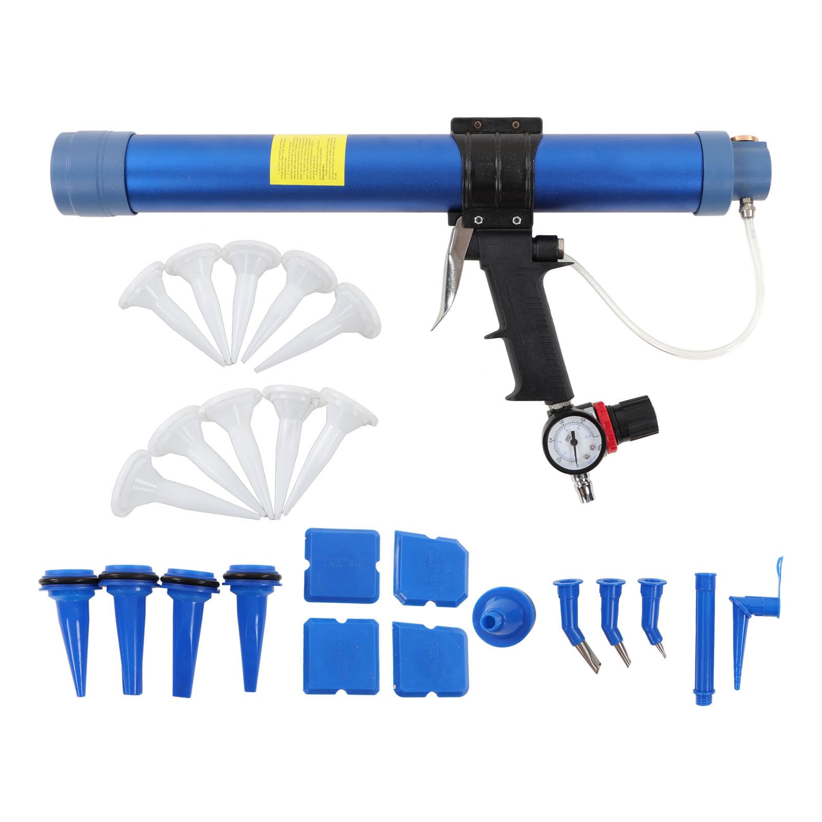 Marhynchus 1 4-calowy Pneumatyczny Pistolet do Klejenia Szkła ABS Pistolet do Uszczelniania z regulowaną prędkością Pojemność 600 Ml z Manometrem Uszczelniania i Naprawy Złączy Okiennych i Drzwiowych