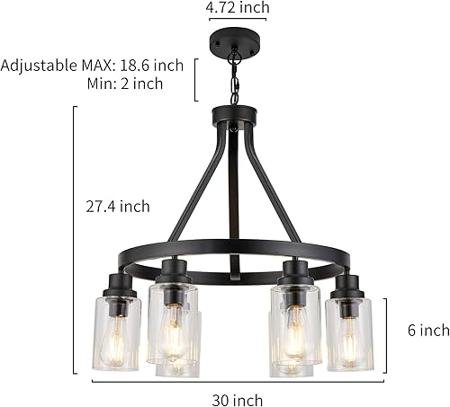 Miniatura 6 de Candelabros de 6 luces, color negro, lámpara colgante de granja para comedor