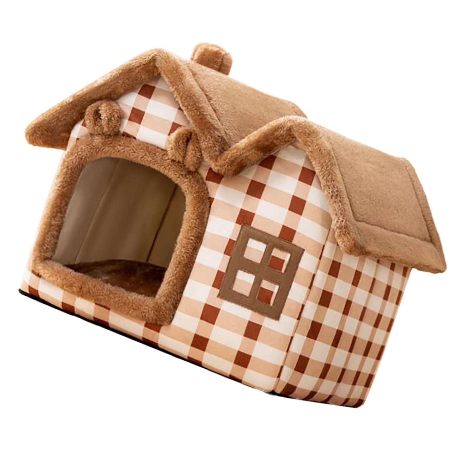 Cuccia per Gatti, Letto in Peluche per Grotta per Gatti con Cotone PP e Peluche, Rifugio Caldo Chiuso, Cuscino Rimovibile, Design Portatile per Uso Domestico in Viaggio S (M)