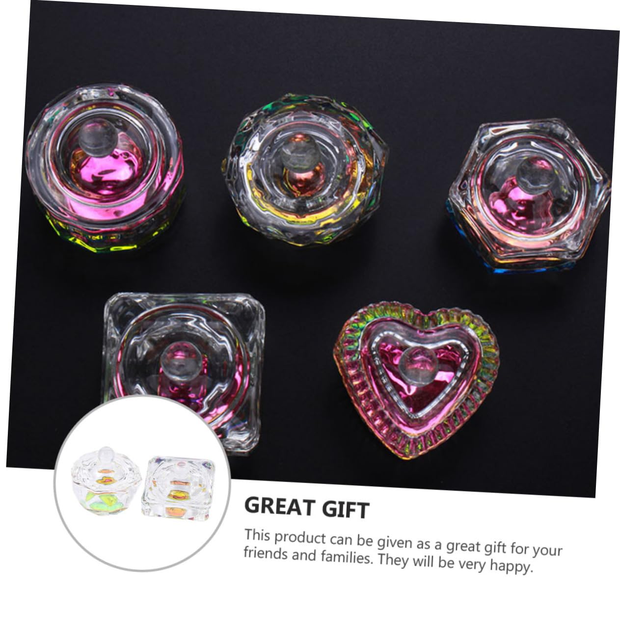 2pcs Crystal Nail Soaking Bowl for Manicures Hand Soak Bowl Lid Nail Art Cup for Diy Art