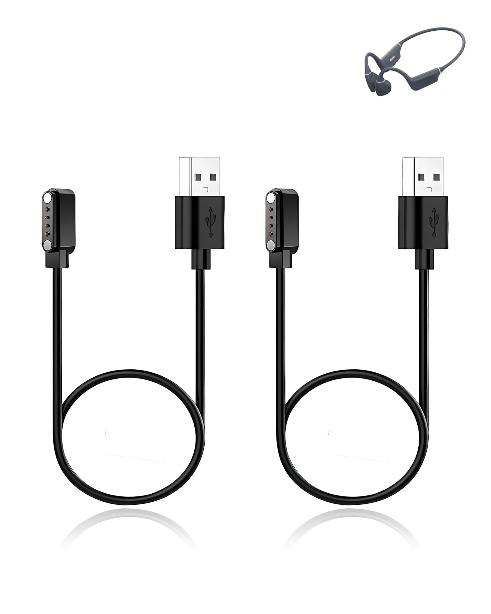 Lot de 2 câbles de charge pour casque Rhyfell Wild 5 à conduction osseuse, cordon de charge USB stable compatible avec Rhyfell Wild 5