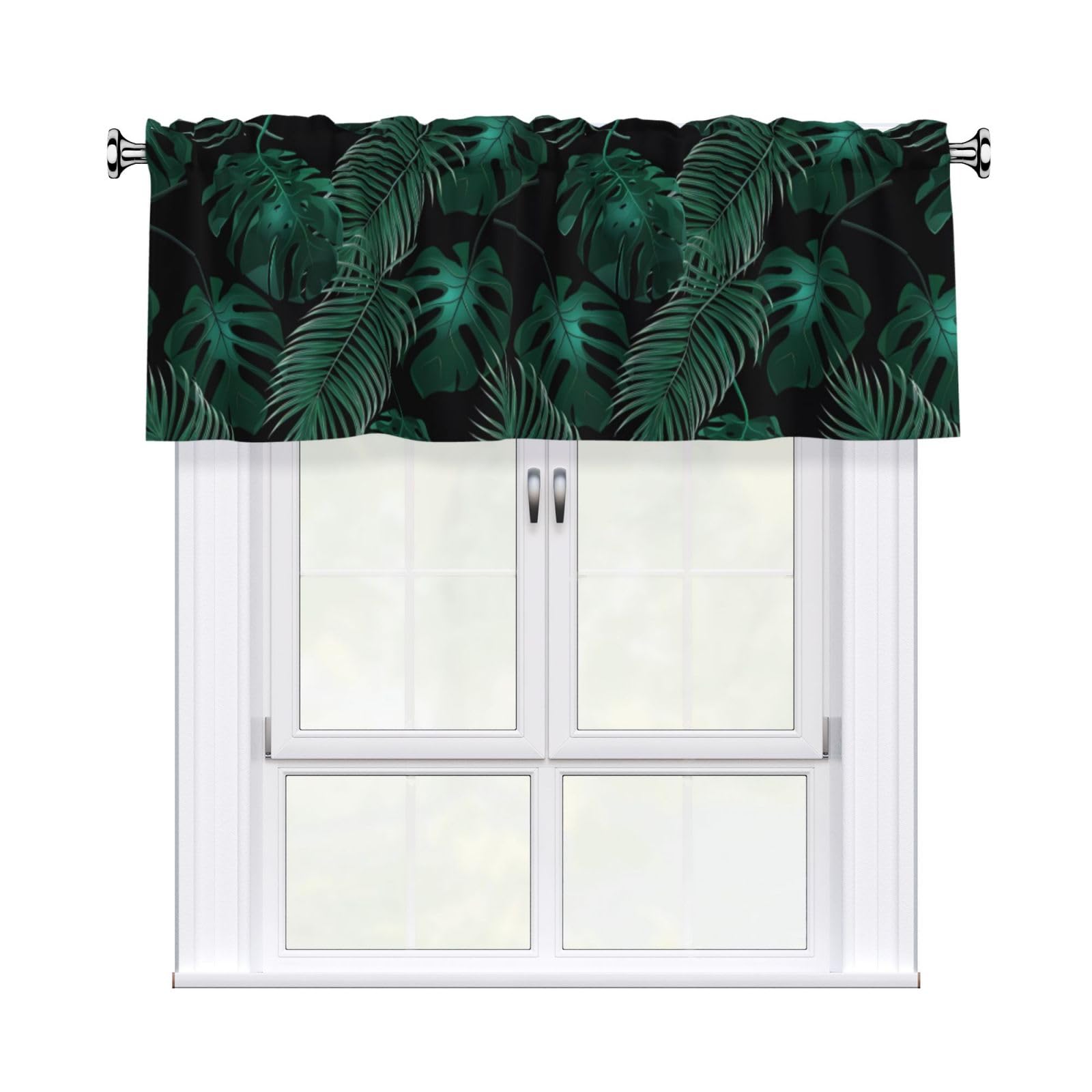HJFCZH Banana Leaf Green Prints Durable Window Layer – 54x18 Inch 100% Polyester Peach Skin Valance for Long-Lasting Style