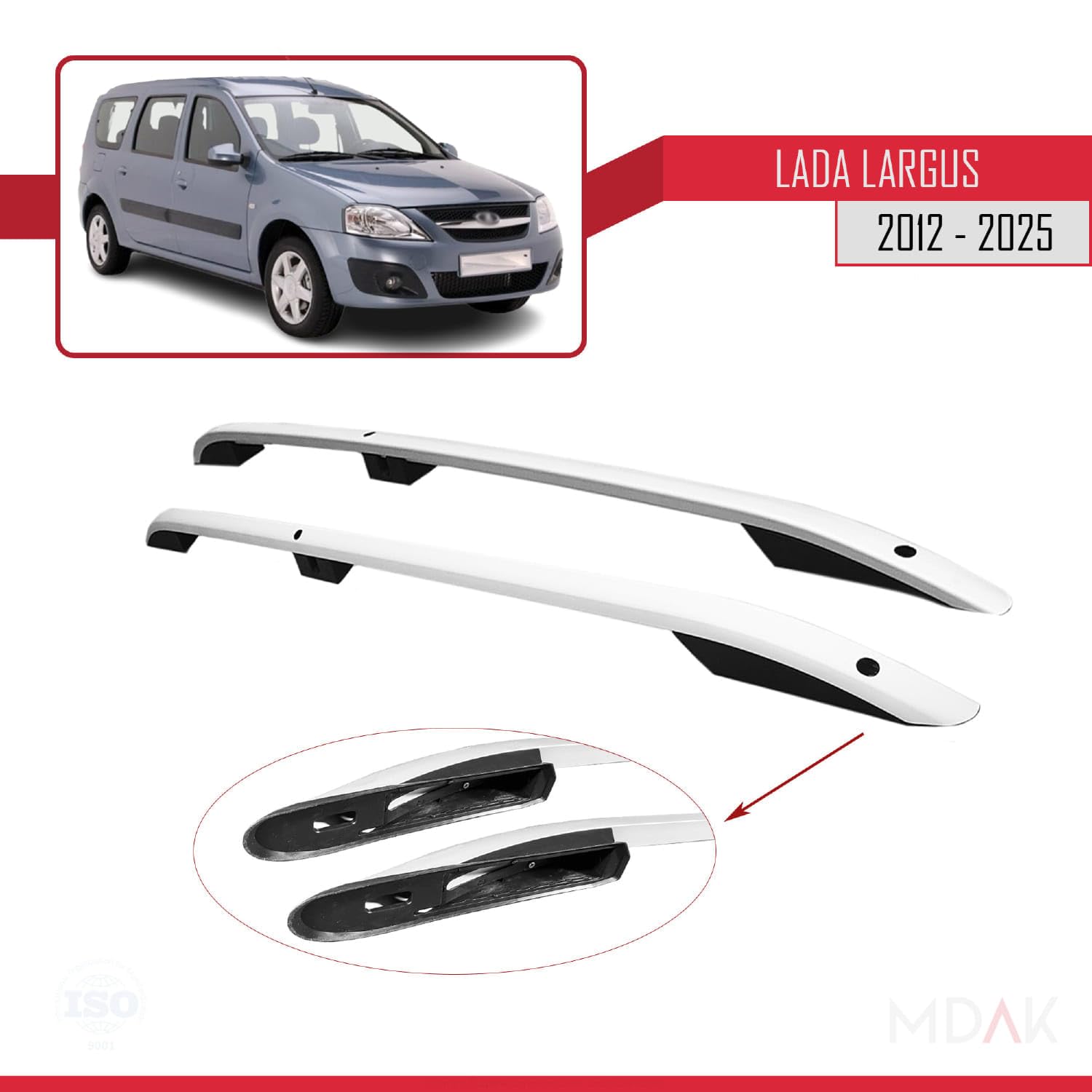 MDAK Kompatibel mit Lada Largus 2012-2025 (Kurzer Radstand L1/H1) Dachreling Dachträger Gepäckträger Grau