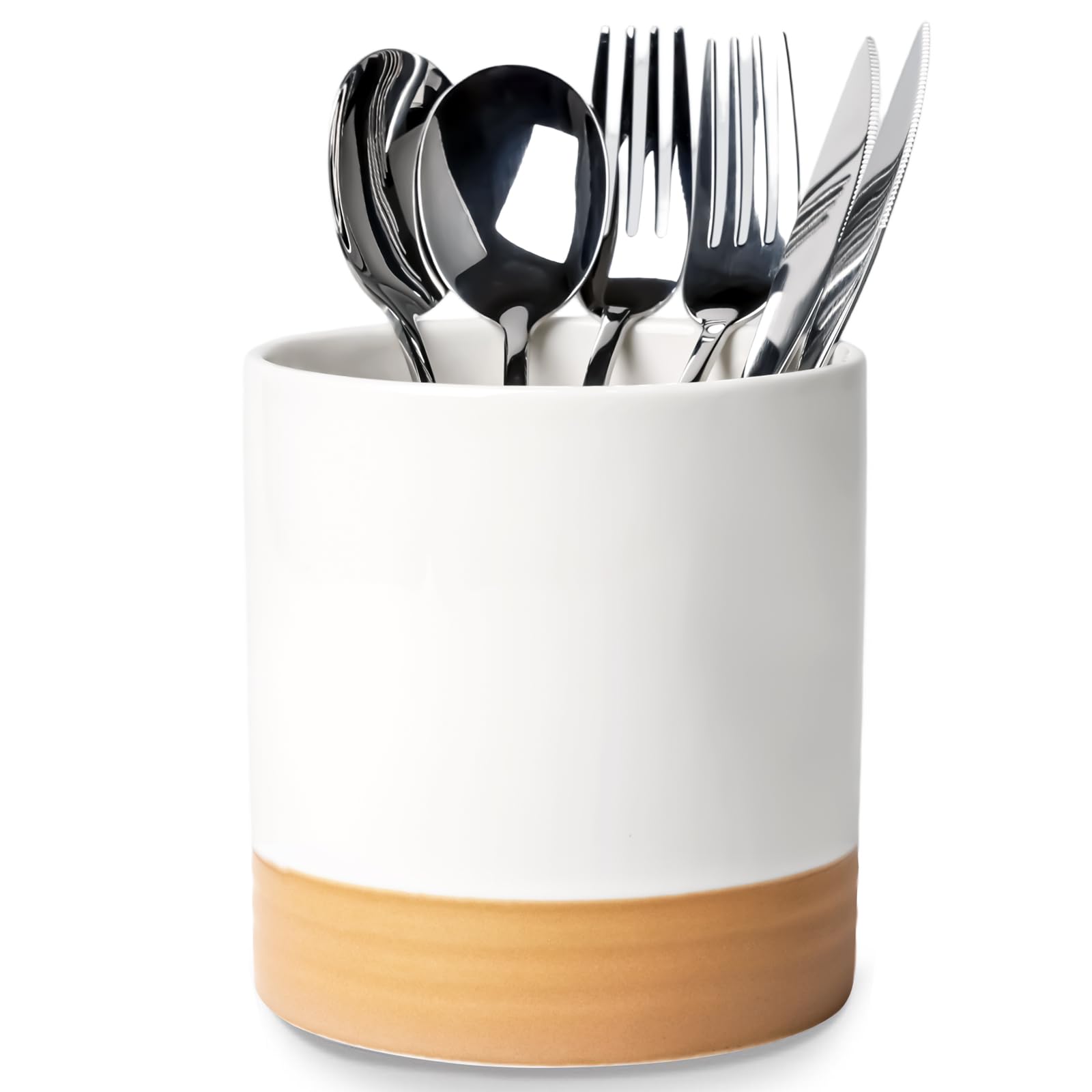LEETOYI Soporte de cerámica para utensilios de cocina, fácil de limpiar, 4.5 pulgadas, color blanco