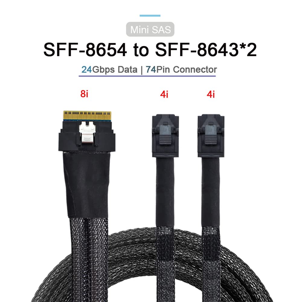 PCI-E Ultraport Slimline SAS Slim 4.0 SFF-8654 8i 74pin a Dual SFF-8643 4i Mini SAS HD Cable PCI-Express