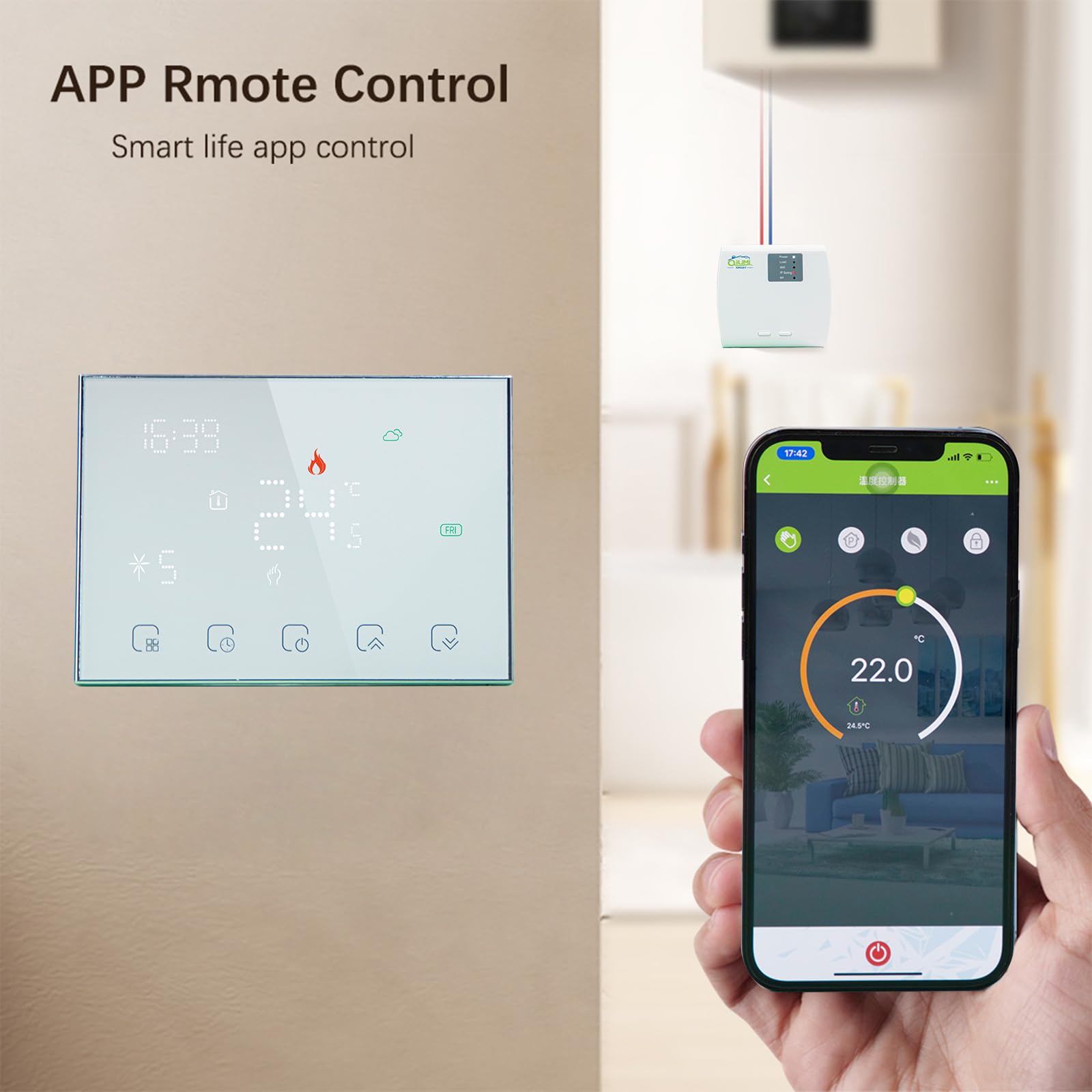 Contrôleur de température RF Smart WiFi sans fil pour chauffage au sol, fonctionne avec Alexa Google Home, batterie 16 A 2 AA