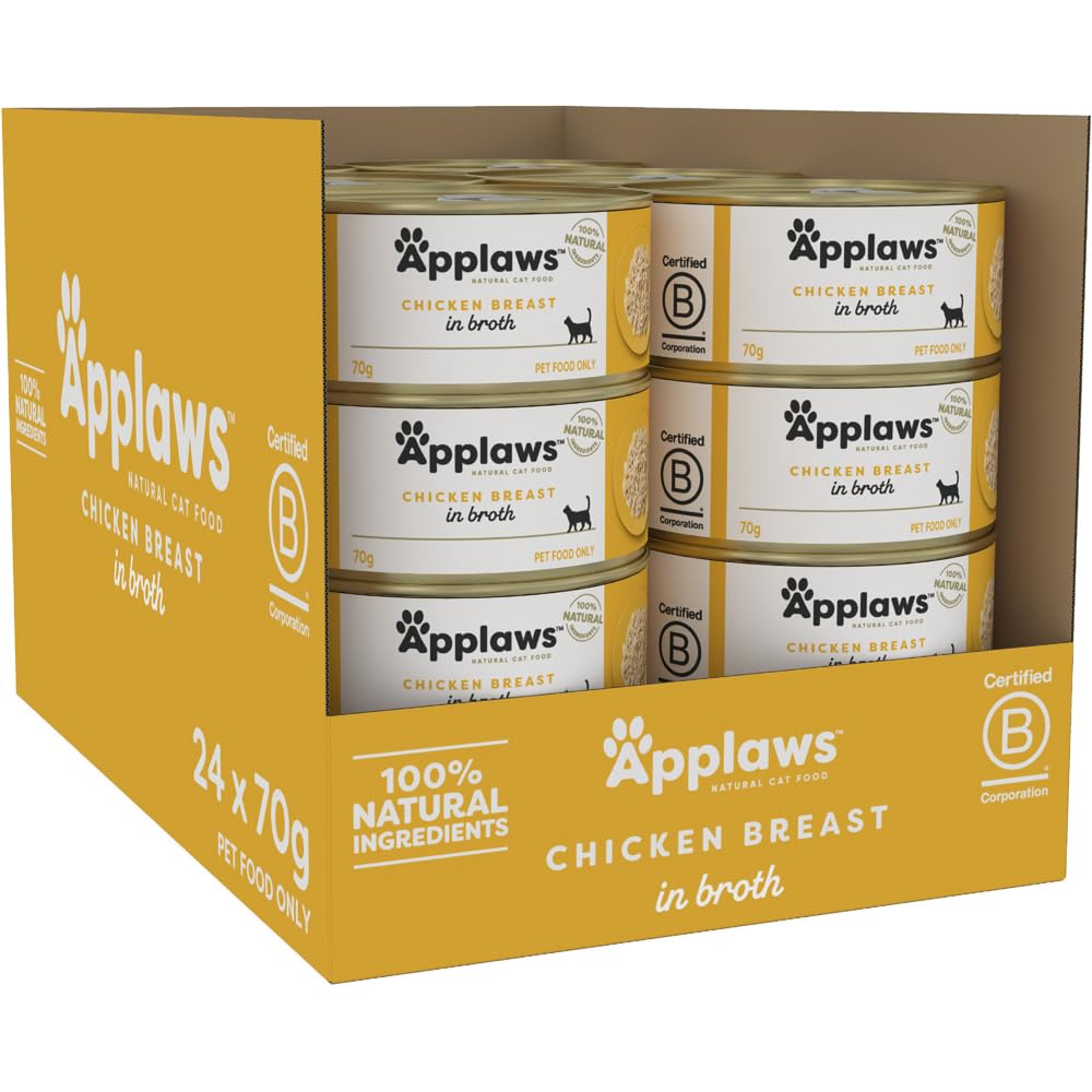 Applaws Natural Premium Wet Cat Food for Adult Cats, Chicken Breast in Broth Pack of 24 x 70g Cans-image-46