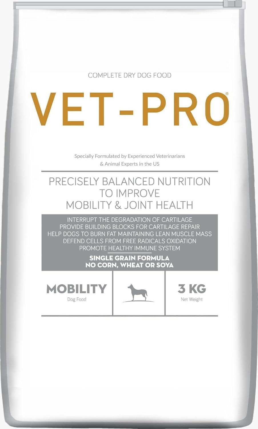 Mobility Dry Adult Dog Food to Improve Mobility & Joint Health, Promotes Healthy Immune System, Chicken Flavor - 3kg