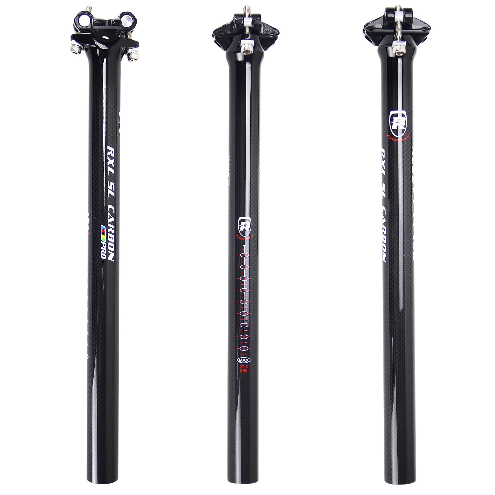 RXL SL Tijas Tubo de Asiento Tija de sillín de Fibra de Carbono Bicicleta de Carretera MTB Bike Part Puesto de Asiento (30.8 * 350mm)
