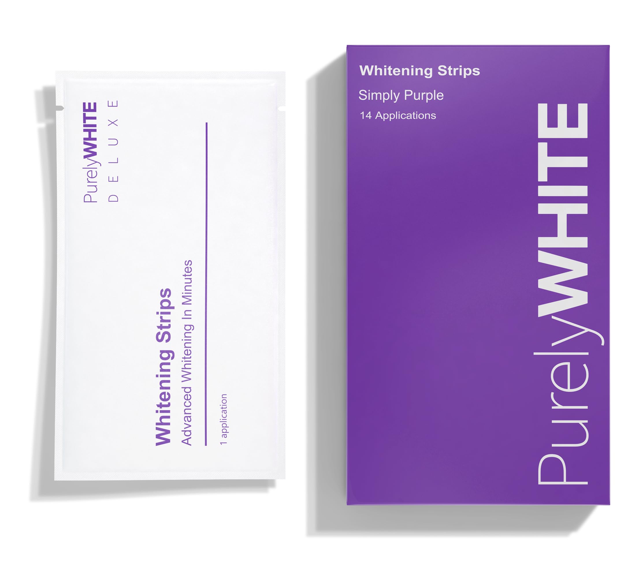 PurelyWHITE Purple Whitening Strips Teeth Whitener Peroxide-Free Enamel Safe Deep Stains Removal - Flouride-Free Teeth Whitening 28 Strips