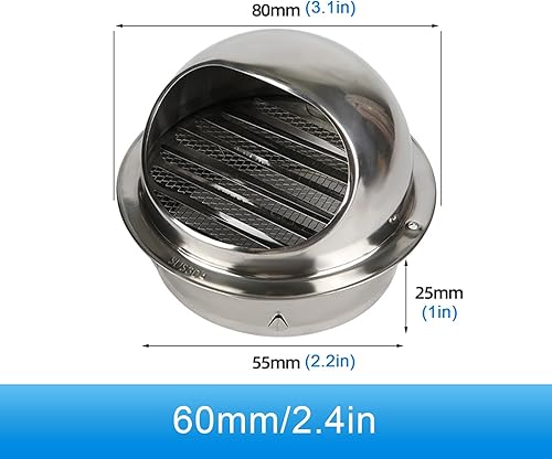 Miniatura 4 de Capucha de acero inoxidable 304, tapa redonda de ventilación de aire, campana de escape de baño, tapa de lluvia de chimenea, tapa de ventilación de