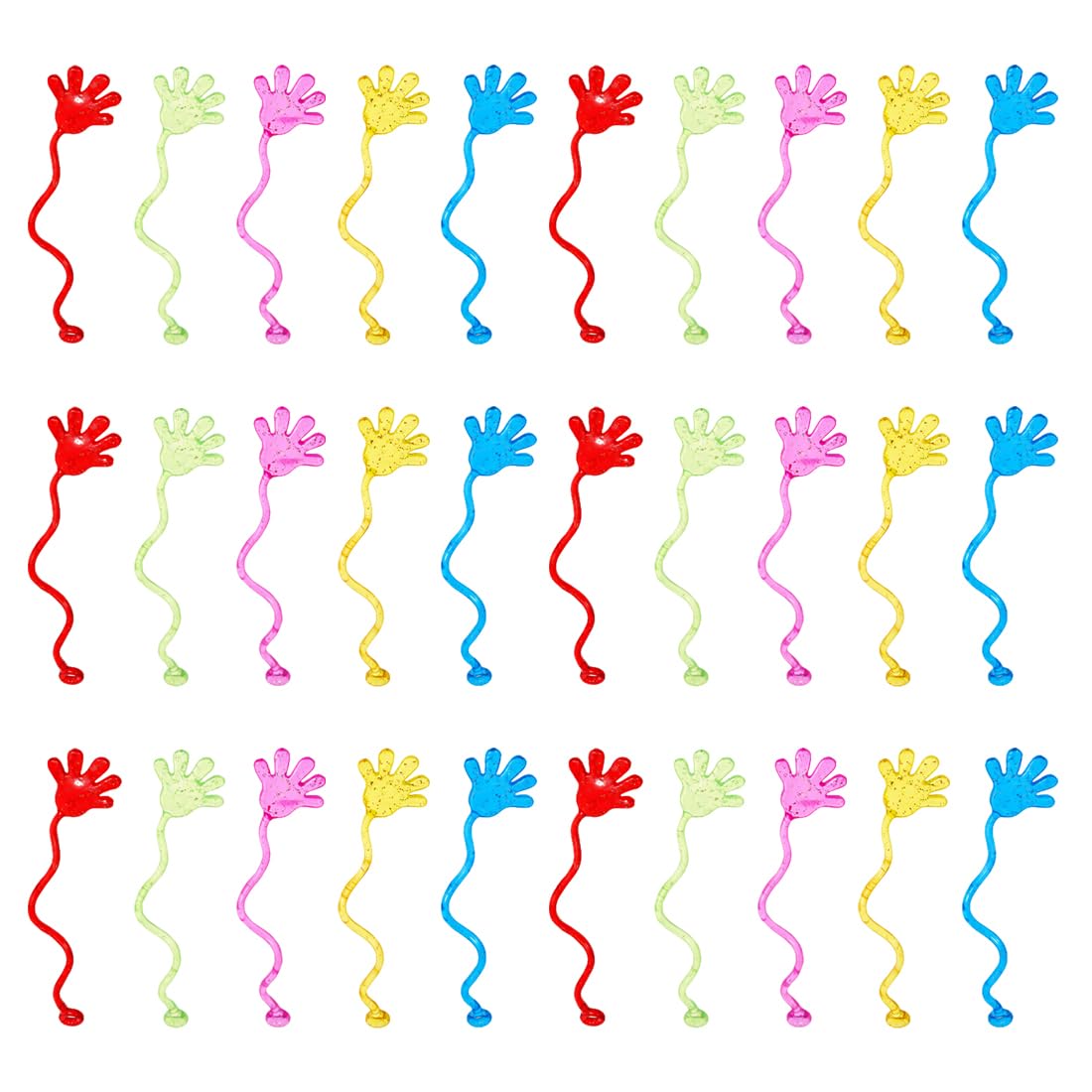 30 pezzi mani appiccicose giocattolo, colori assortiti, in gomma morbida e atossica