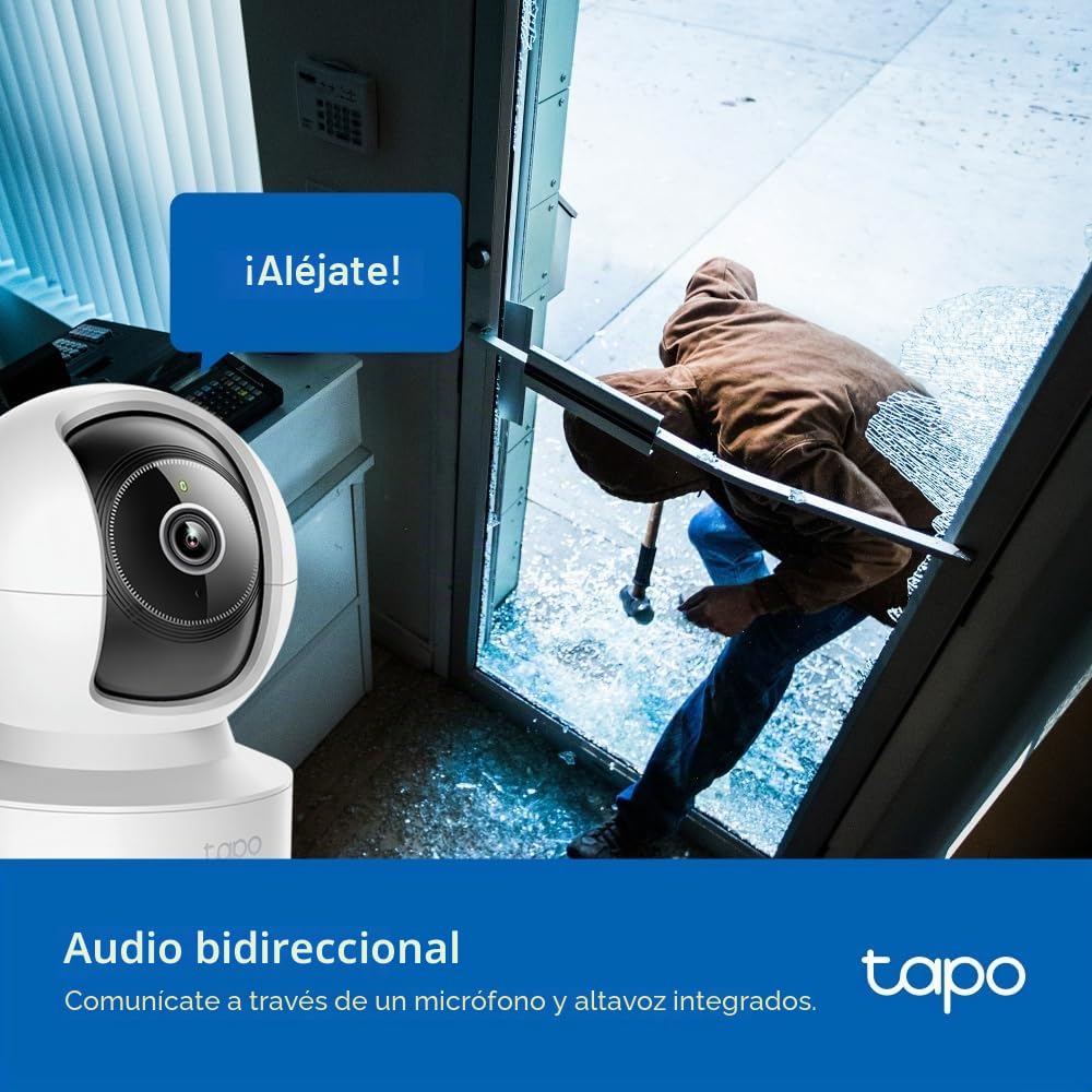 Tapo C232 - Cámara vigilancia WiFi Interior, 3K 5MP, 360°, Puerto Ethernet | Detección de Movimiento y Personas. Visión Nocturna. Alarma Luz y Sonido. Almacenamiento Local o Nube. App Tapo.