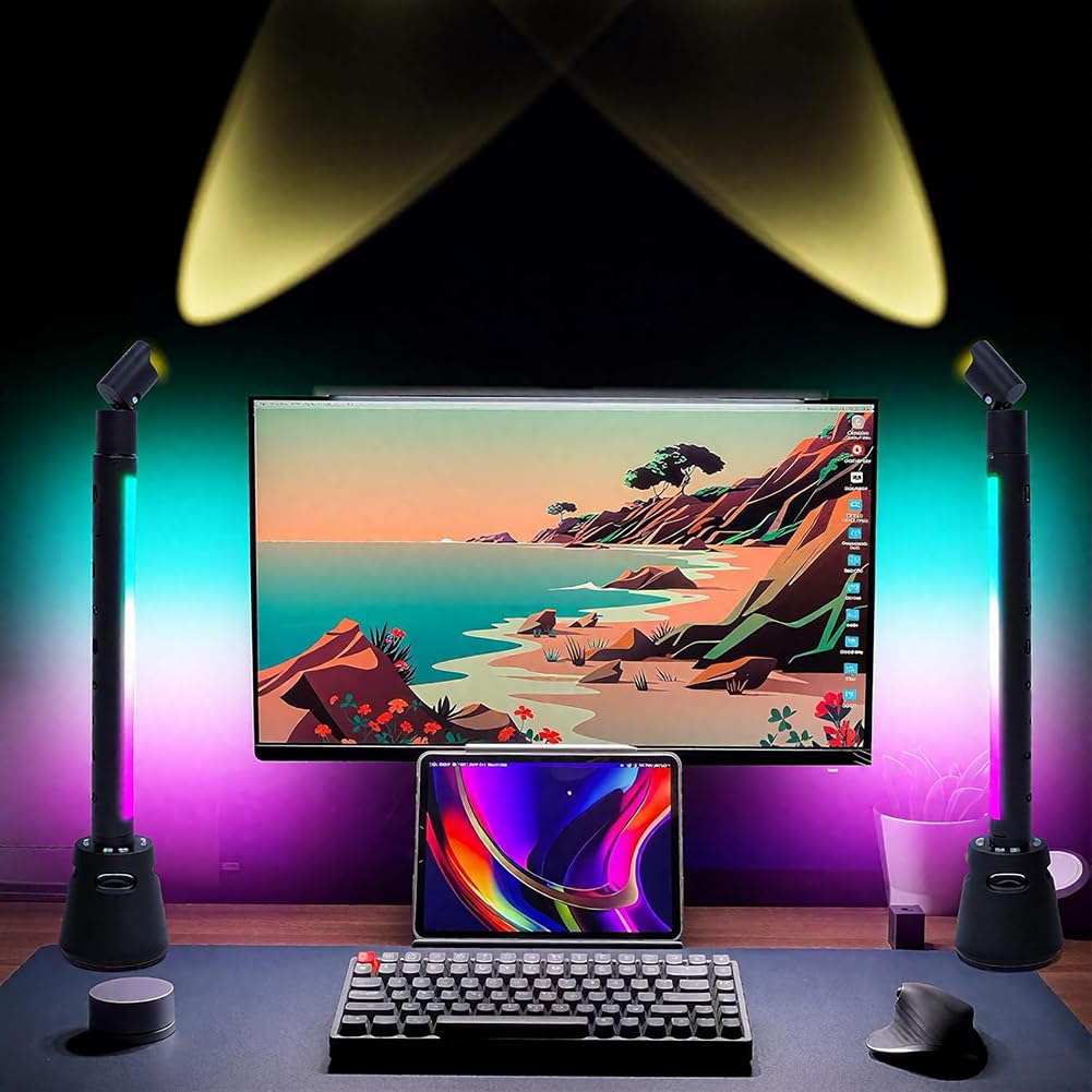 Luce ritmica musicale – RGB Sound Control LED Light Stick, ricarica USB 32 bit pickup suono per il gioco d'atmosfera, barra di illuminazione musicale 48 cm