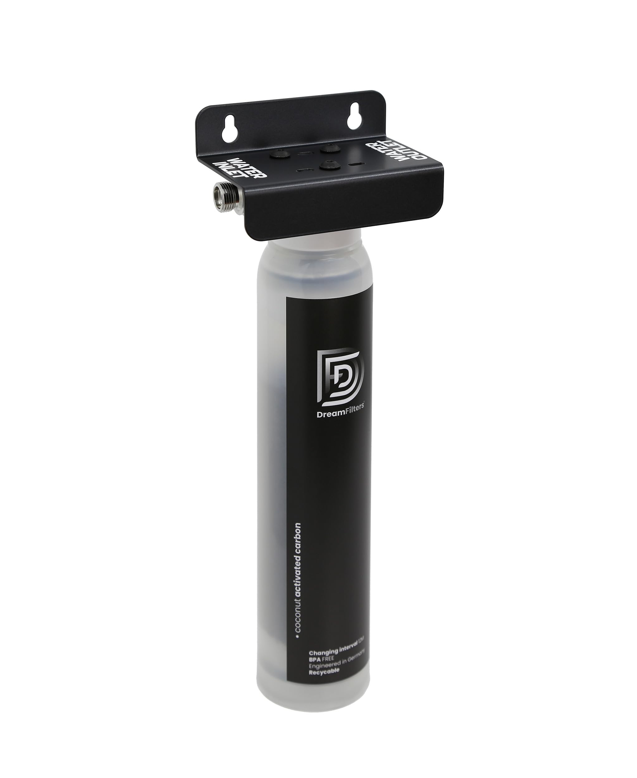 AquaUno Untertisch-Wasserfilter. Aktivkohlefilter für Küchenarmatur inkl. 3/8" Panzerschläuche. Wasserfilter für Wohnmobil oder Food track - Kapazität: 30.000 Liter.
