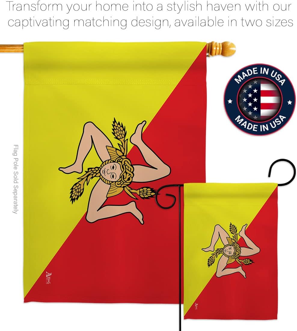 Sicily Garden Flag - Regional Nationality Nation International World Country Particular Area - House Decoration Banner Small Yard Gift Double-Sided Made In USA 13 X 18.5