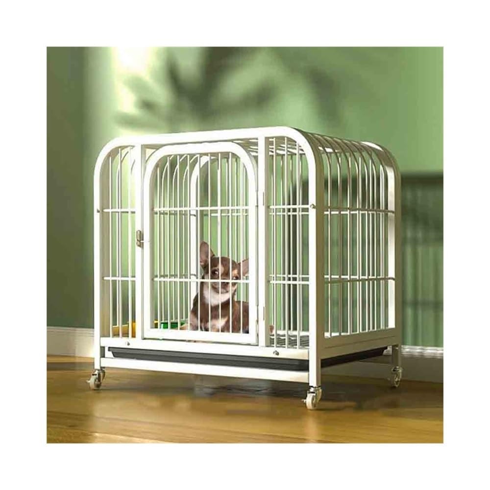 buda dla psów Czarno-biała klatka dla małego psa z zamkiem Coarse Comfort Dog Kennel Do użytku domowego(Biały)