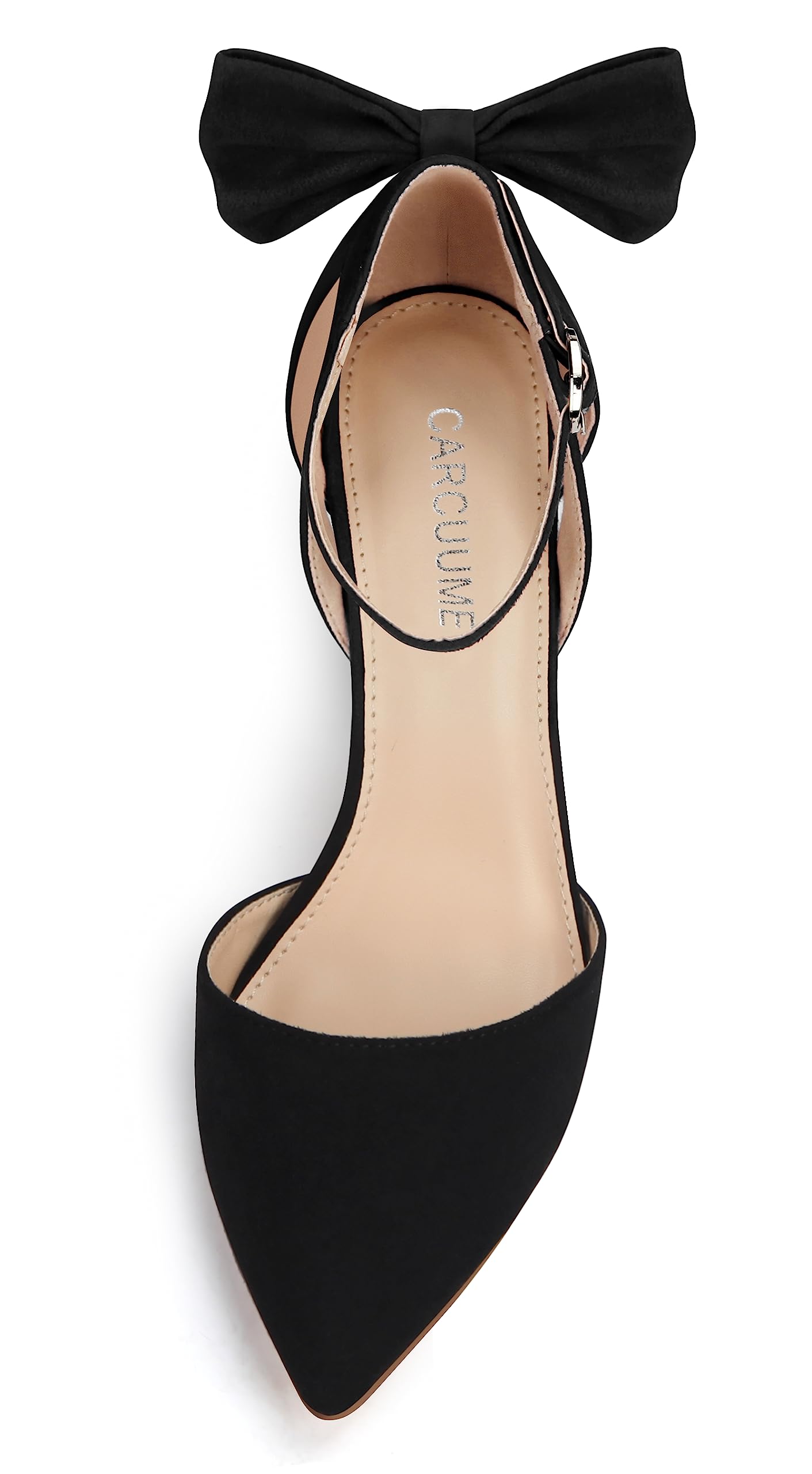 Carcuume Women's Closed Toe Heels Bow Stiletto Heel Sandals Pointed Toe Pumps Wedding Shoes: 10 Black