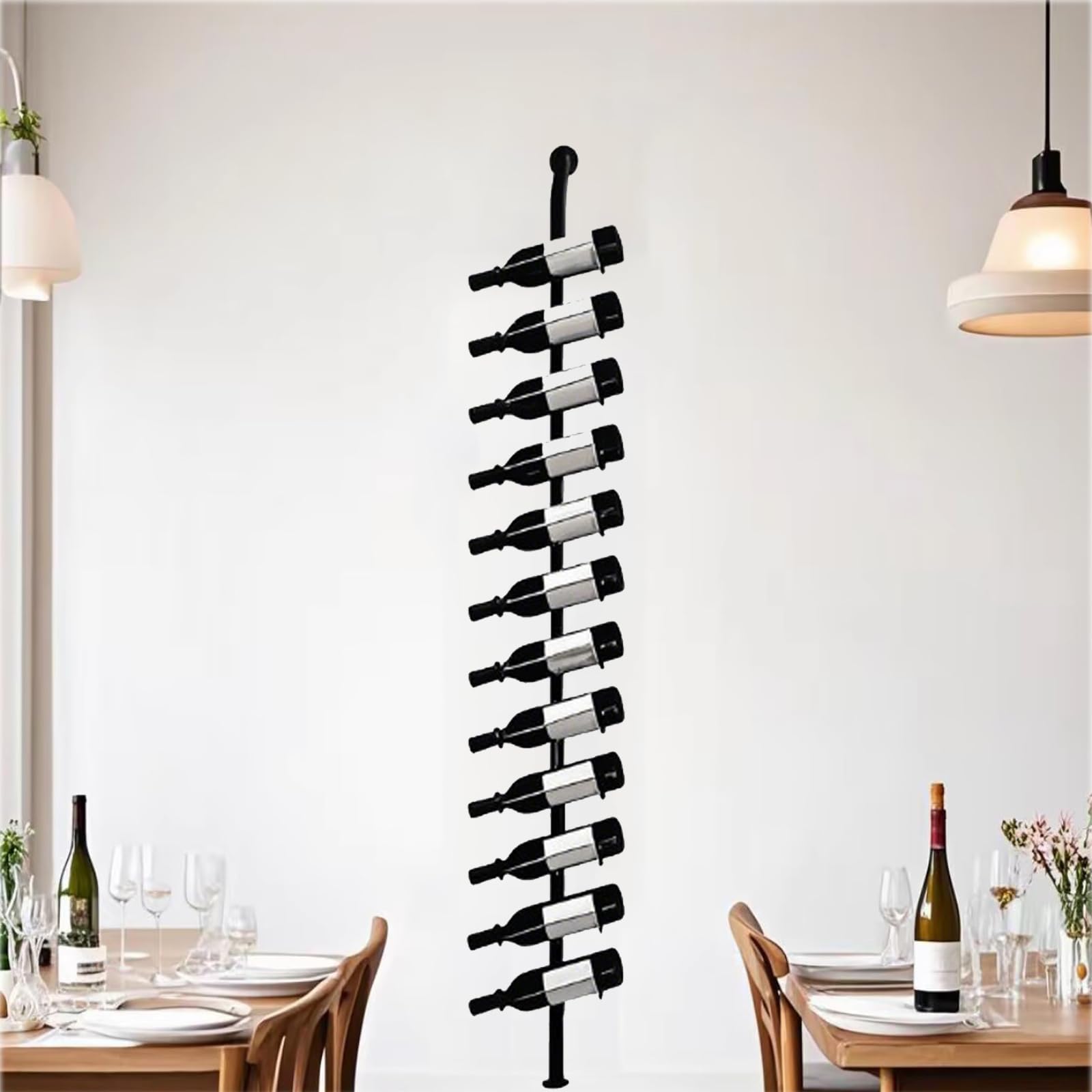 Dernoing Large Wall Mount Wine Rack, H 72.8inch Wall Mounted Shelves for Bar, Holds 12 Metal Wine Storage Holder, for Commercial Restaurants Pantry Bar Wine Cellar (H, One row-12 Bottles)