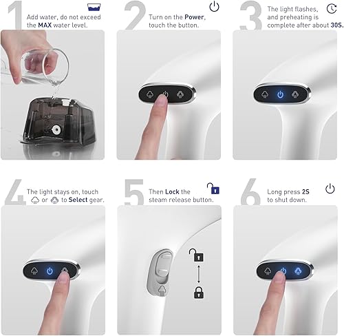 Vista 6 de Steamer for Clothes,1500W 30s Quick Heat Portable Handheld Clothes Steamer,Fabric Wrinkles Remover Garment Steamer with Smart LCD,2 in 1 Clothing